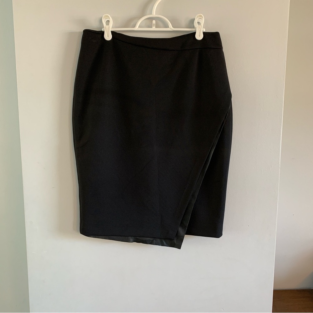 Asymmetrical Pencil Skirt Knee Length Black Calvin Klein Career Womens Size 8
